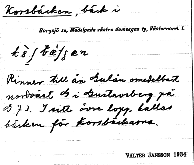 Bild på arkivkortet för arkivposten Korsbäcken