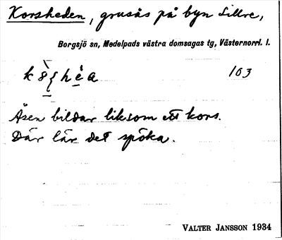 Bild på arkivkortet för arkivposten Korsheden