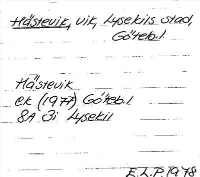 Bild på arkivkortet för arkivposten Hästevik
