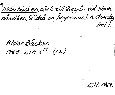Bild på arkivkortet för arkivposten *Alderbäcken
