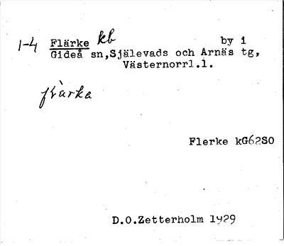 Bild på arkivkortet för arkivposten Flärke