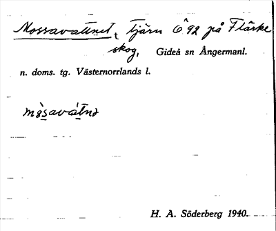 Bild på arkivkortet för arkivposten Mossavattnet