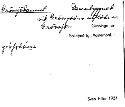 Bild på arkivkortet för arkivposten Grössjödammet