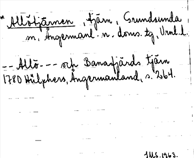 Bild på arkivkortet för arkivposten *Allötjärnen