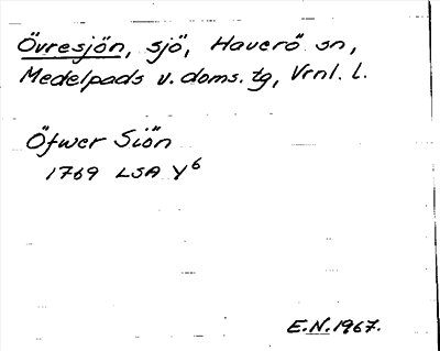 Bild på arkivkortet för arkivposten Övresjön