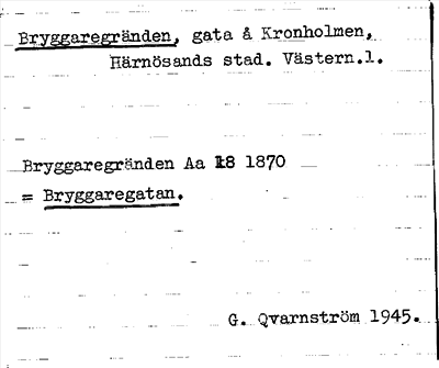 Bild på arkivkortet för arkivposten Bryggaregränden