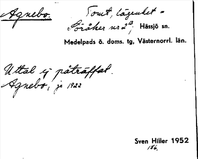 Bild på arkivkortet för arkivposten Agnebo