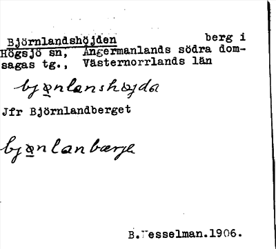 Bild på arkivkortet för arkivposten Björnlandshöjden