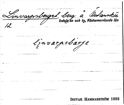 Bild på arkivkortet för arkivposten Linvarpberget