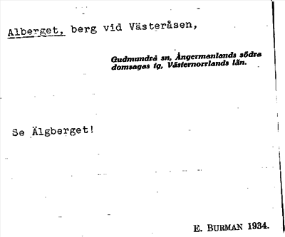 Bild på arkivkortet för arkivposten Alberget