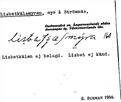 Bild på arkivkortet för arkivposten Lisbetkälsmyren