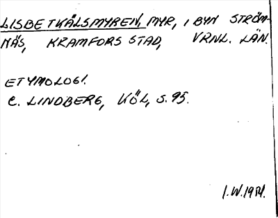 Bild på arkivkortet för arkivposten Lisbetkälsmyren