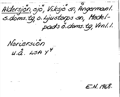 Bild på arkivkortet för arkivposten Aldersjön