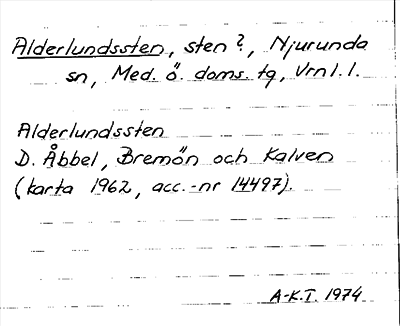 Bild på arkivkortet för arkivposten Alderlundssten