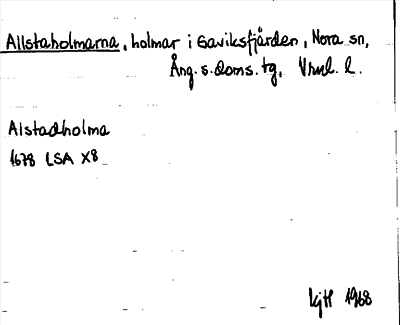 Bild på arkivkortet för arkivposten Allstaholmarna
