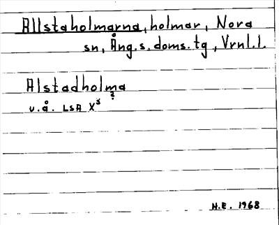 Bild på arkivkortet för arkivposten Allstaholmarna