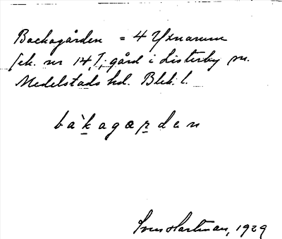 Bild på arkivkortet för arkivposten Backagården