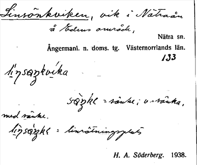 Bild på arkivkortet för arkivposten Linsönkviken