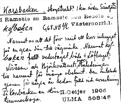 Bild på arkivkortet för arkivposten Korsbacken