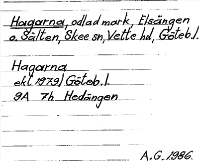 Bild på arkivkortet för arkivposten Hagarna