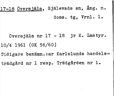 Bild på arkivkortet för arkivposten Översjäla