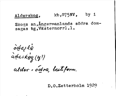 Bild på arkivkortet för arkivposten Alderskog