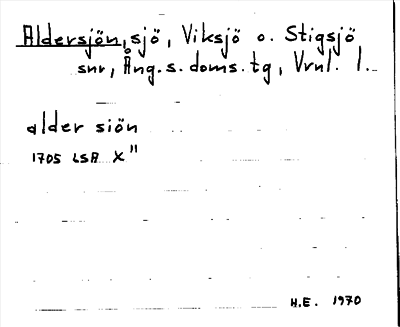 Bild på arkivkortet för arkivposten Aldersjön