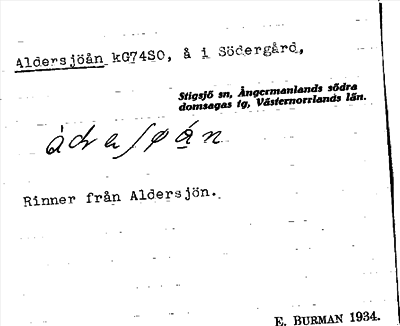Bild på arkivkortet för arkivposten Aldersjöån