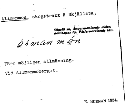 Bild på arkivkortet för arkivposten Allmanmon