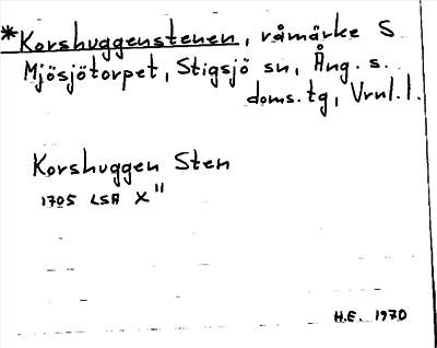 Bild på arkivkortet för arkivposten *Korshuggenstenen