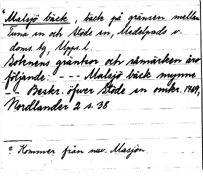 Bild på arkivkortet för arkivposten *Malsjö bäck