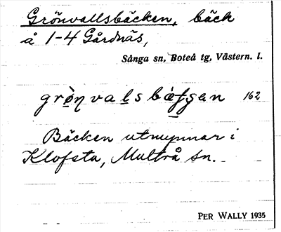 Bild på arkivkortet för arkivposten Grönvallsbäcken