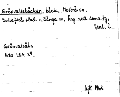 Bild på arkivkortet för arkivposten Grönvallsbäcken