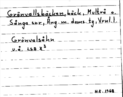 Bild på arkivkortet för arkivposten Grönvallsbäcken