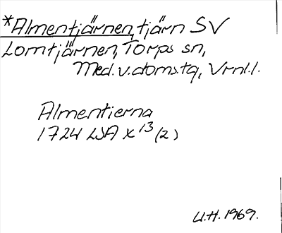 Bild på arkivkortet för arkivposten *Almentjärnen