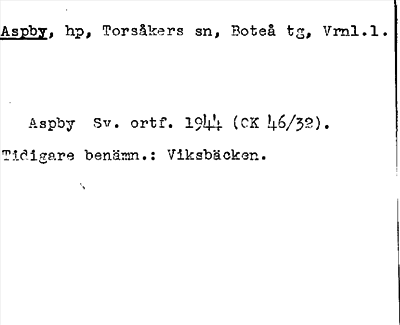 Bild på arkivkortet för arkivposten Aspby