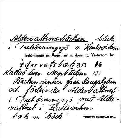 Bild på arkivkortet för arkivposten Aldervattensbäcken