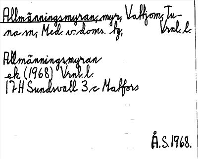 Bild på arkivkortet för arkivposten Allmänningsmyran