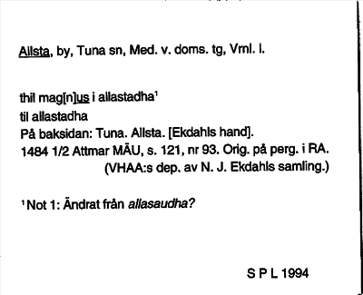 Bild på arkivkortet för arkivposten Allsta