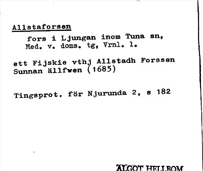 Bild på arkivkortet för arkivposten Allstaforsen