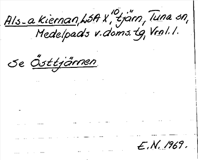 Bild på arkivkortet för arkivposten Als...a Kiernan, se Östtjärnen