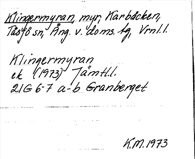 Bild på arkivkortet för arkivposten Klingermyran