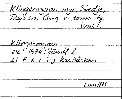 Bild på arkivkortet för arkivposten Klingermyran