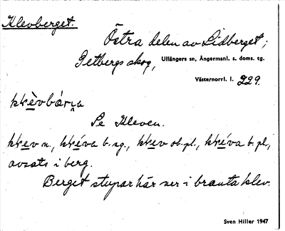 Bild på arkivkortet för arkivposten Klevberget