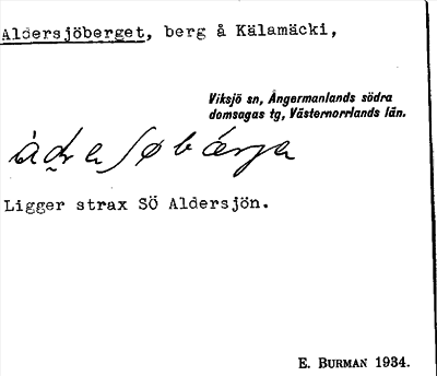 Bild på arkivkortet för arkivposten Aldersjöberget