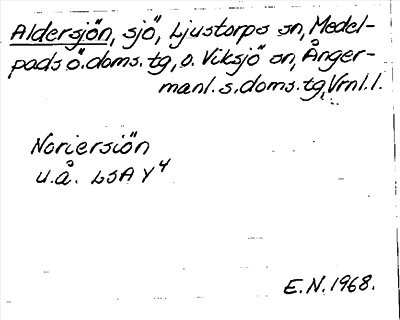 Bild på arkivkortet för arkivposten Aldersjön