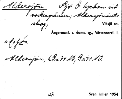 Bild på arkivkortet för arkivposten Aldersjön