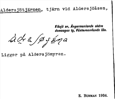 Bild på arkivkortet för arkivposten Aldersjötjärnen