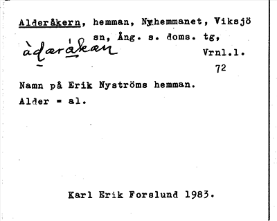 Bild på arkivkortet för arkivposten Alderåkern