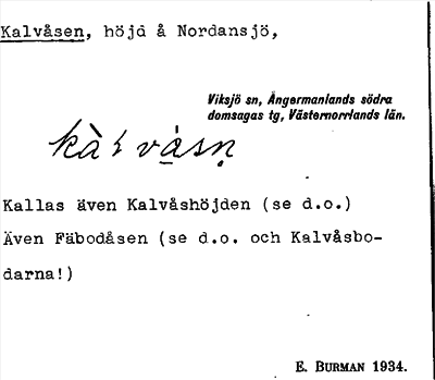 Bild på arkivkortet för arkivposten Kalvåsen